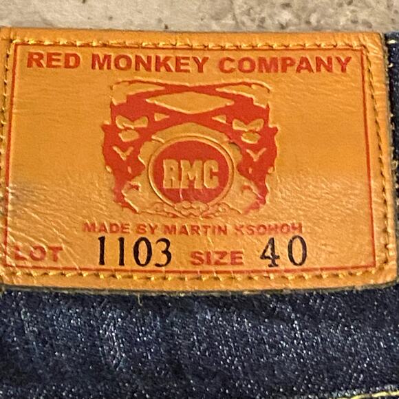 Red Monkey RMC Vintage Denim Skater Shorts SIZE 40 M Ksohoh Monkey King Pocket - Picture 9 of 14